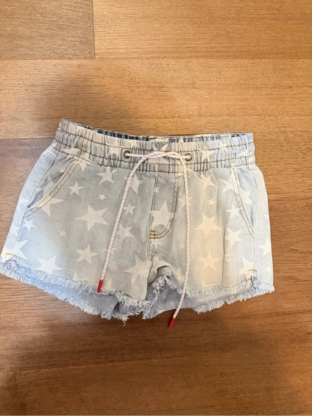 Light Blue Star Print Denim Shorts